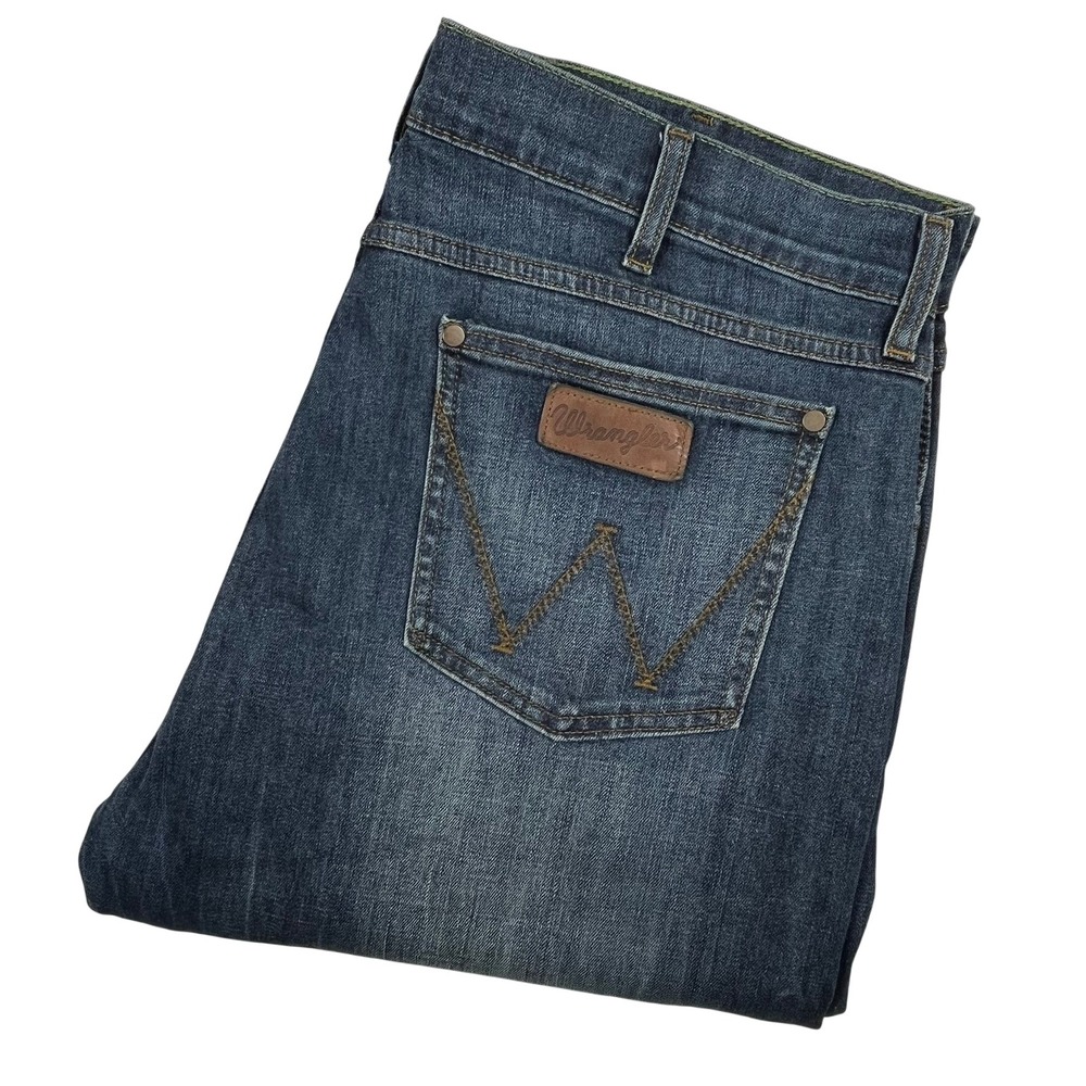 Wrangler Retro Slim Straight Jeans Mens 38x34 Blue Stretch Denim 88MWZSW